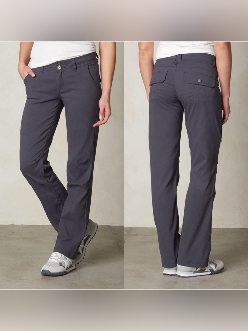 PrAna Halle Hiking Outdoor Roll Up Leg Pants Gray Women Sz 10 Tall